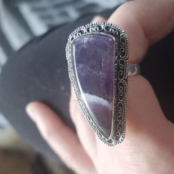 New Chevron Amethyst 925 Silver Ring. - Picture 14 of 15